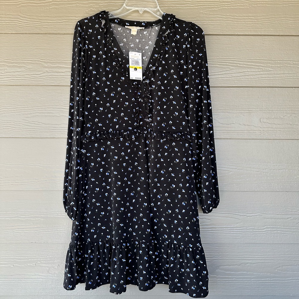 Michael Kors Black Floral Women's Dress Size Medium NWT